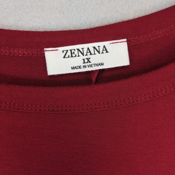 Zenana Women's 1X Burgundy Dolman Sleeve Top, Stretch Tunic Ruched Boho Country - Picture 2 of 6